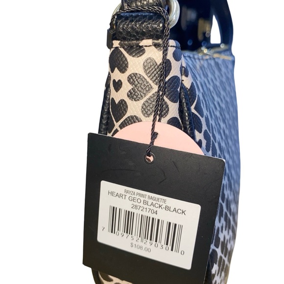 Nanette Lepore Black and White heart print clutch with charm